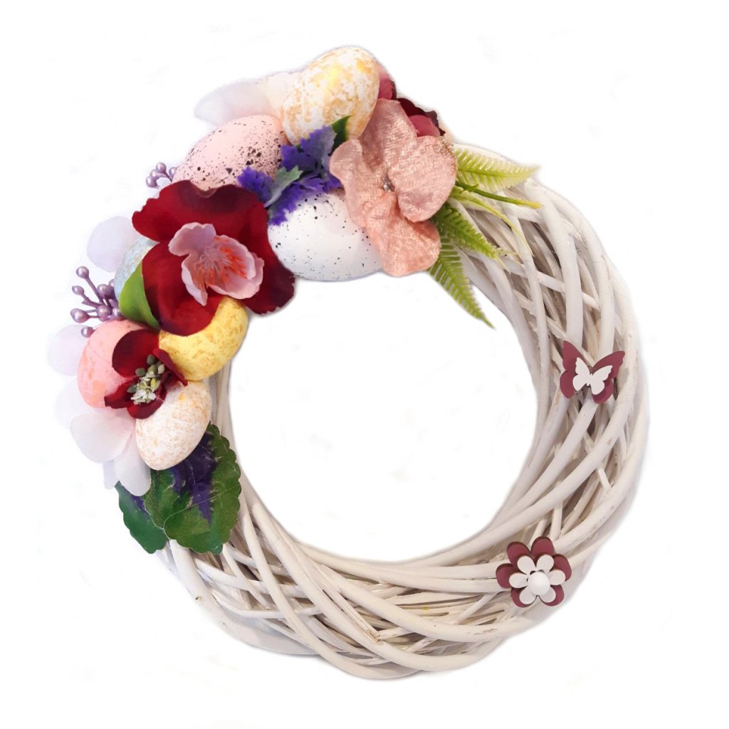 Okrasný velikonoční věneček bílý